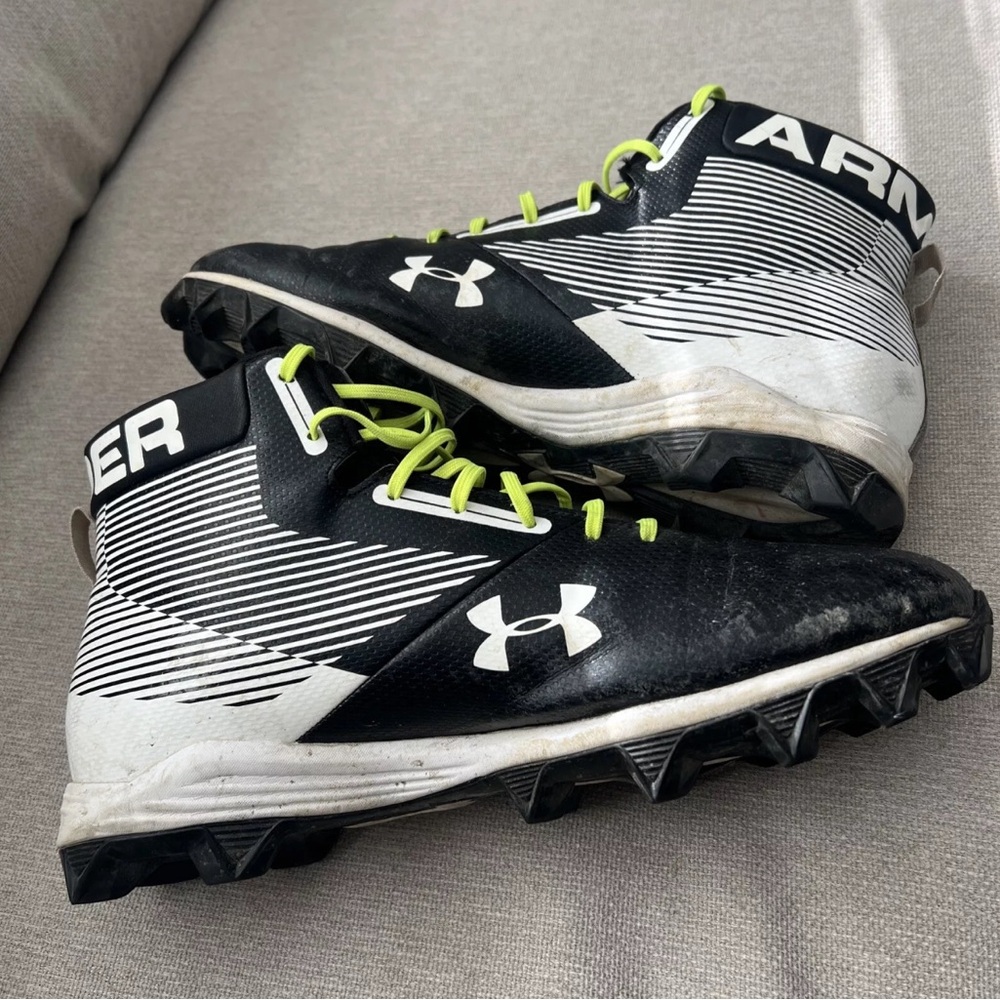Under Armour Hammer Football Cleats Men's Size 12.5 Black White 1289761-011